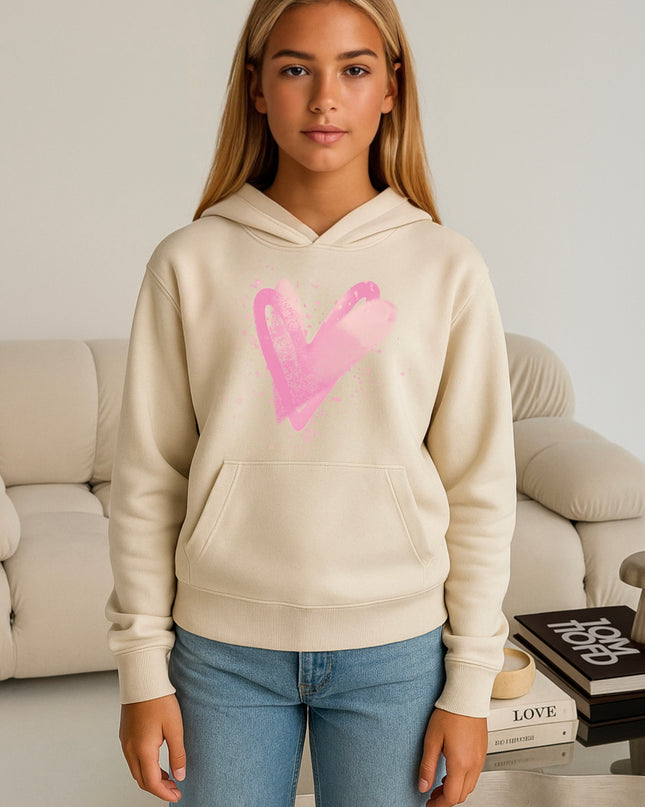 Pink Scatter Hearts Printed Hoodie