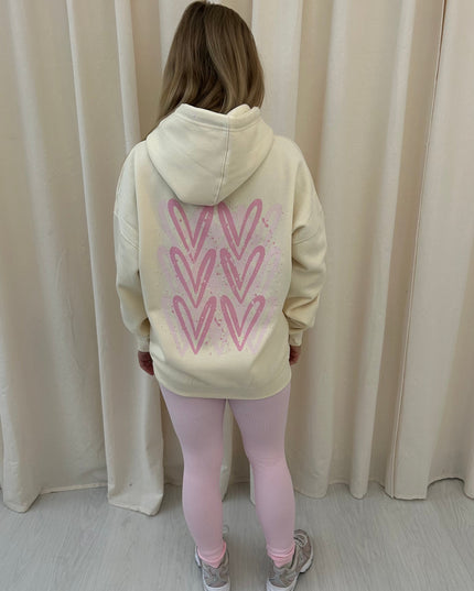 Pink Heart Printed Hoodie & Leggings Adults