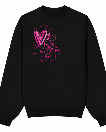 Hot Pink Heart Printed Sweatshirt Adults