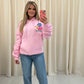 XOXO Graffiti Ruched Hoodie Pink