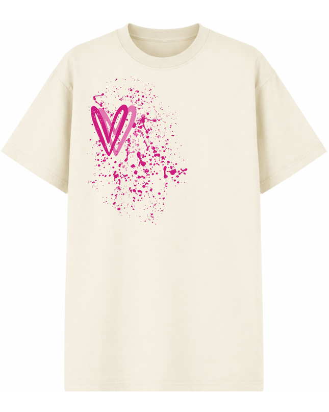Hot Pink Heart Printed T-shirt Adult