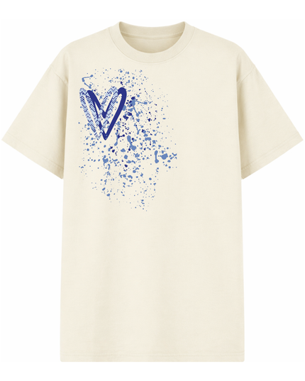 Royal Blue Zig Zag Heart Printed T-shirt Adult