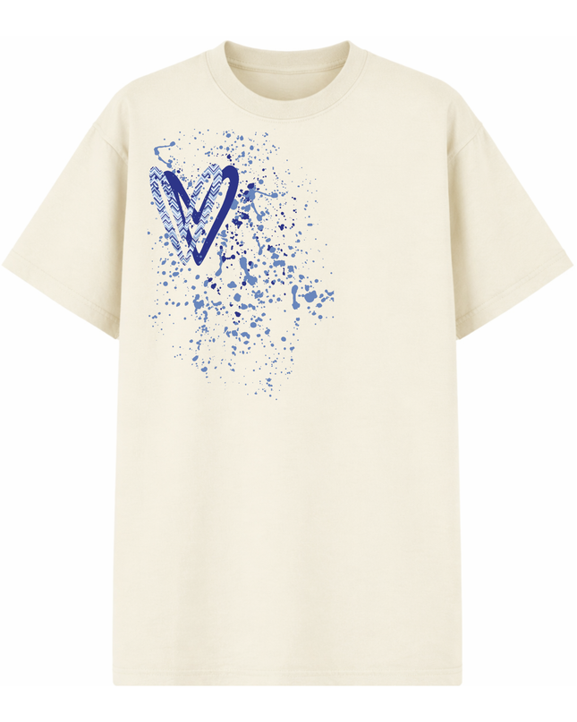 Royal Blue Zig Zag Heart Printed T-shirt Adult