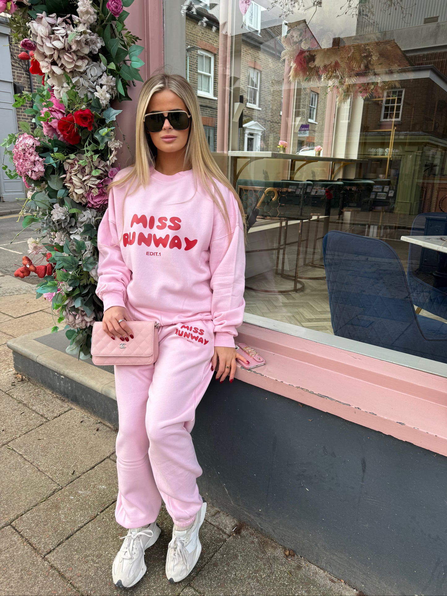 Miss Runway Edit 1 Oversized Sweatshirt Tracksuit Pink/Red