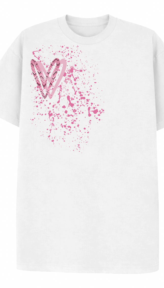 Pink Zig Zag Heart Printed T-shirt – image 6