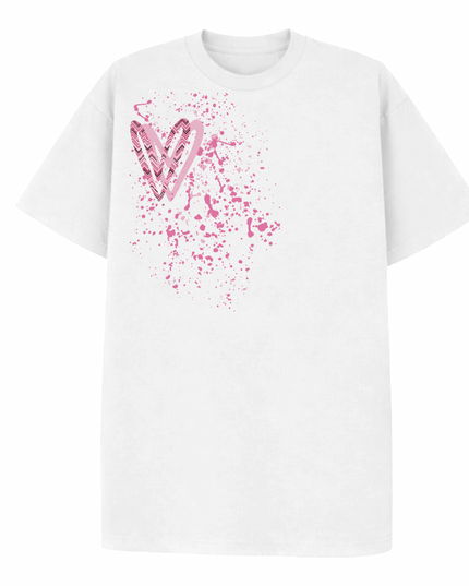 Pink Zig Zag Heart Printed T-shirt Kid