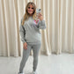 Multicoloured Leopard Print Graffiti Hoodie And Legging Set Grey