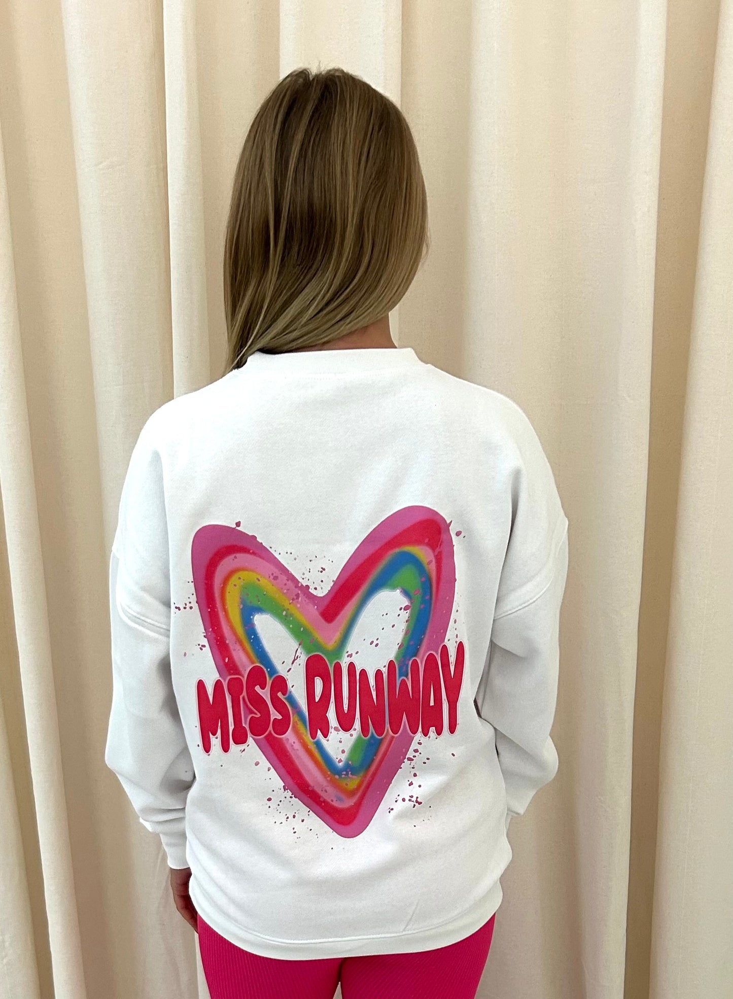 Miss Runway Multicolour Heart Graffiti Sweatshirt White