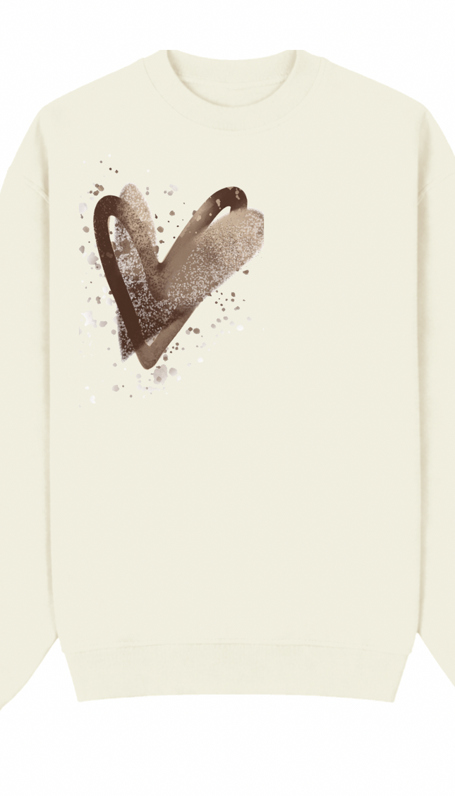 Brown Scatter Heart Printed Sweatshirt – image 4