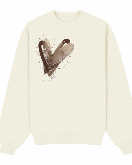 Brown Scatter Heart Printed Sweatshirt Adults