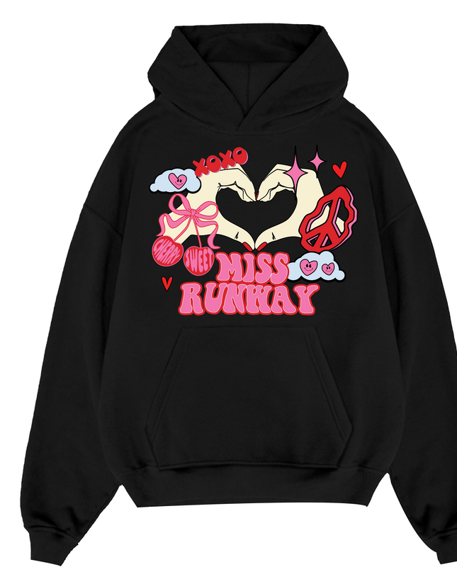 Miss Runway Heart Fingers Hoodie Adults