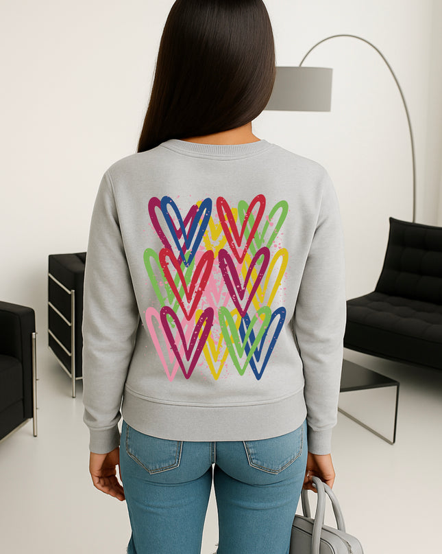 Colourful Heart Printed Sweatshirt