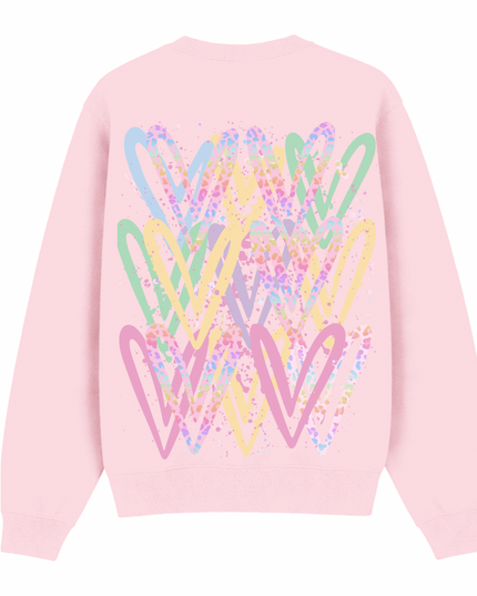 Pastel Leopard Print Heart Printed Sweatshirt Kids