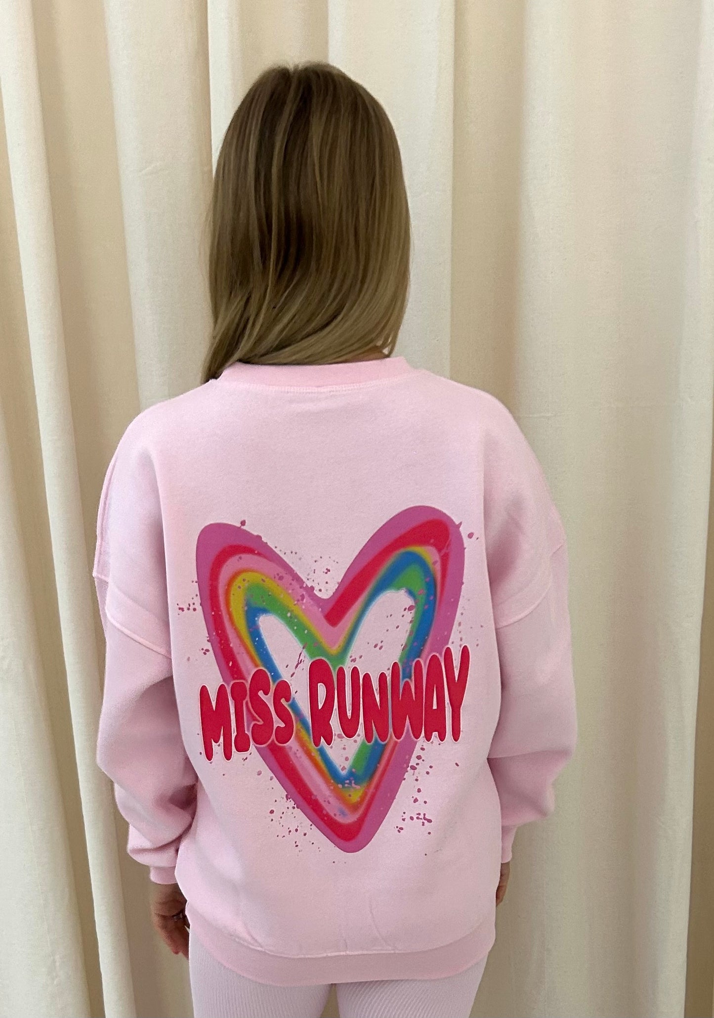 Miss Runway Multicolour Heart Graffiti Sweatshirt Pink