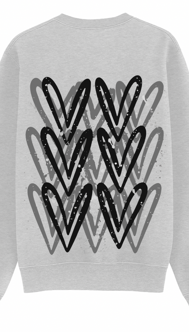 Black graffiti heart sweatshirt with spray paint effect print – women's sweatshirt by Miss Runway