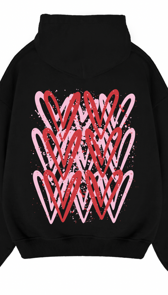 Pink/Red Heart Printed Hoodie – image 9