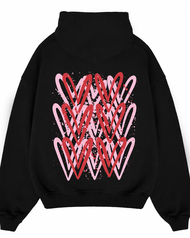 Pink/Red Heart Printed Hoodie Kids