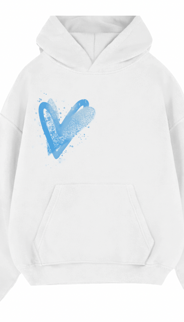 Blue Scatter Heart Printed Hoodie – image 6
