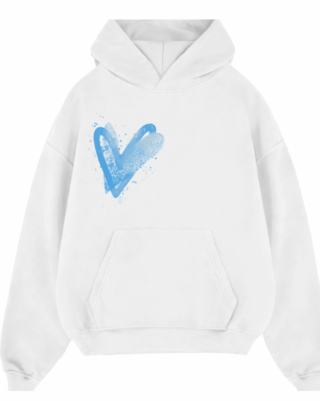 Blue Scatter Heart Printed  Hoodie Kids
