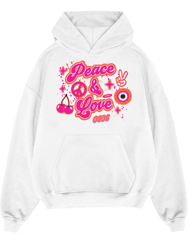 Pink/OrangePeace & Love Hoodie Adults