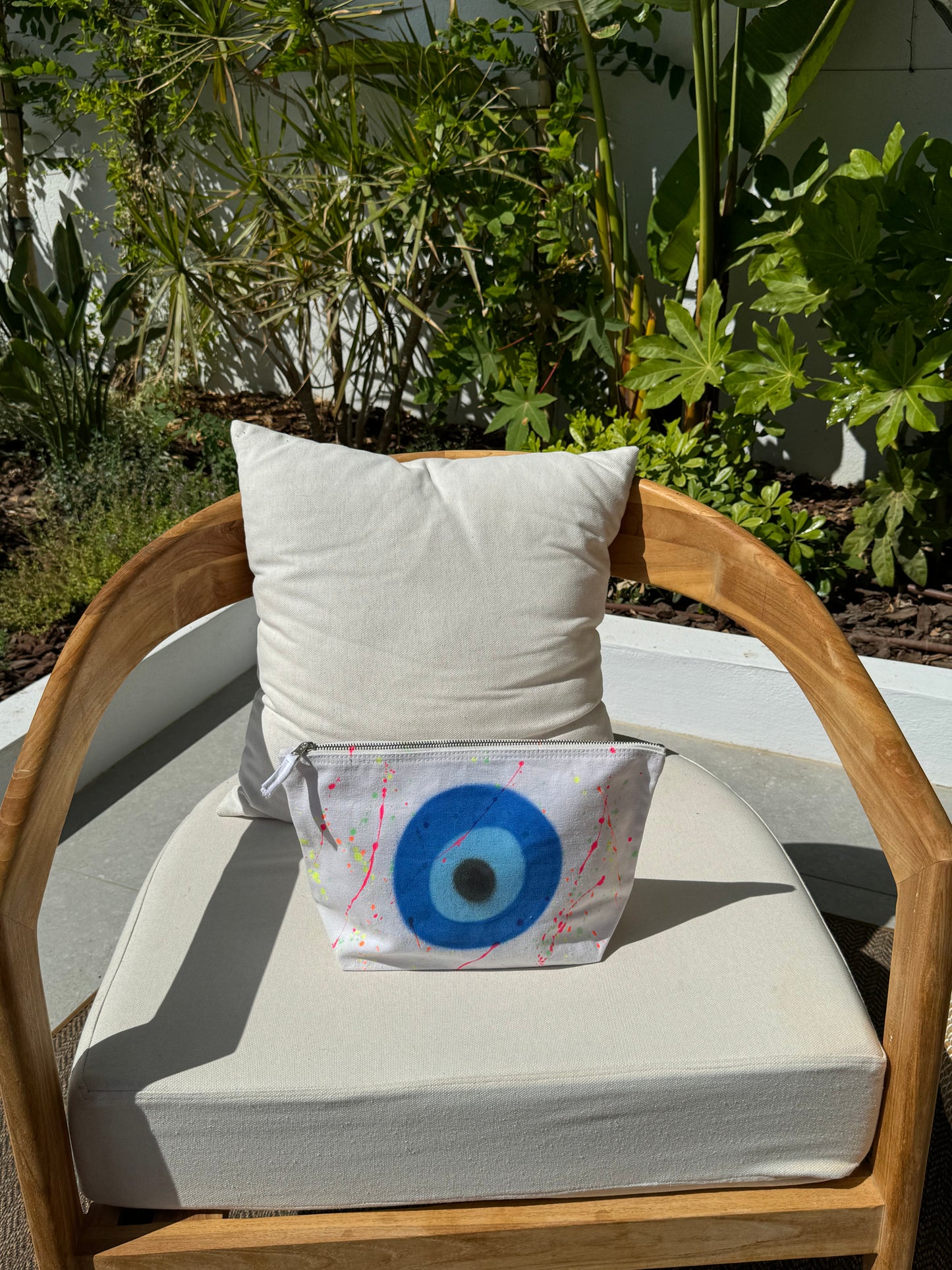 Neon Splash/Evil Eye White Toiletry Bag