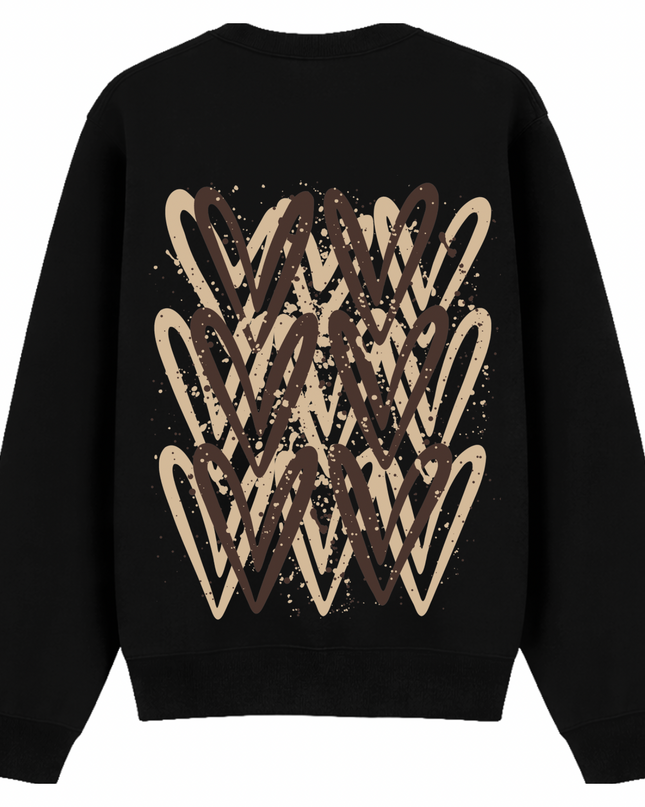 Brown Heart Printed Sweatshirt Kids