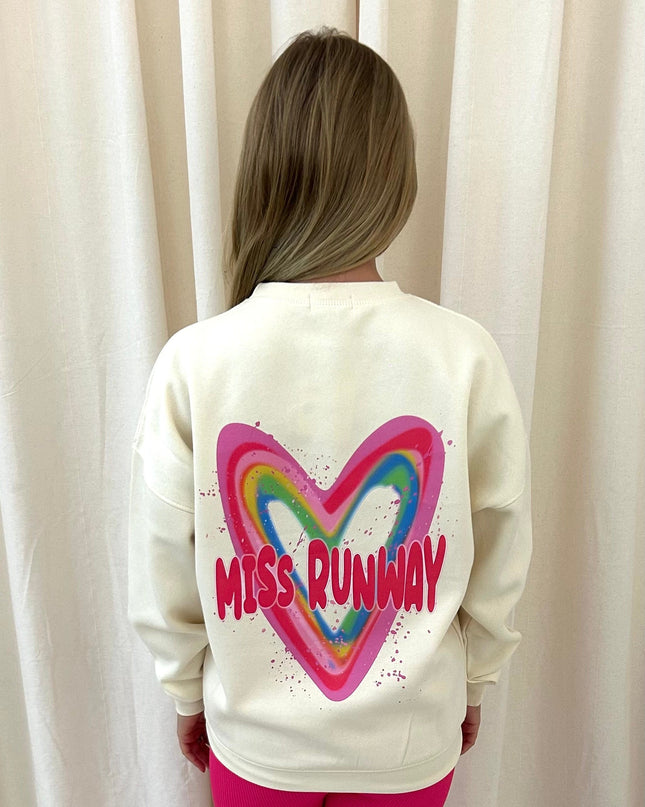 Miss Runway Multicoloured Heart Printed Sweatshirt Adults