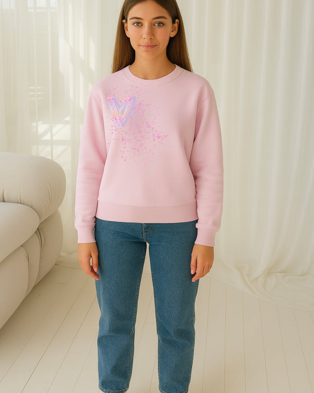 Pastel Leopard Heart Printed Sweatshirt