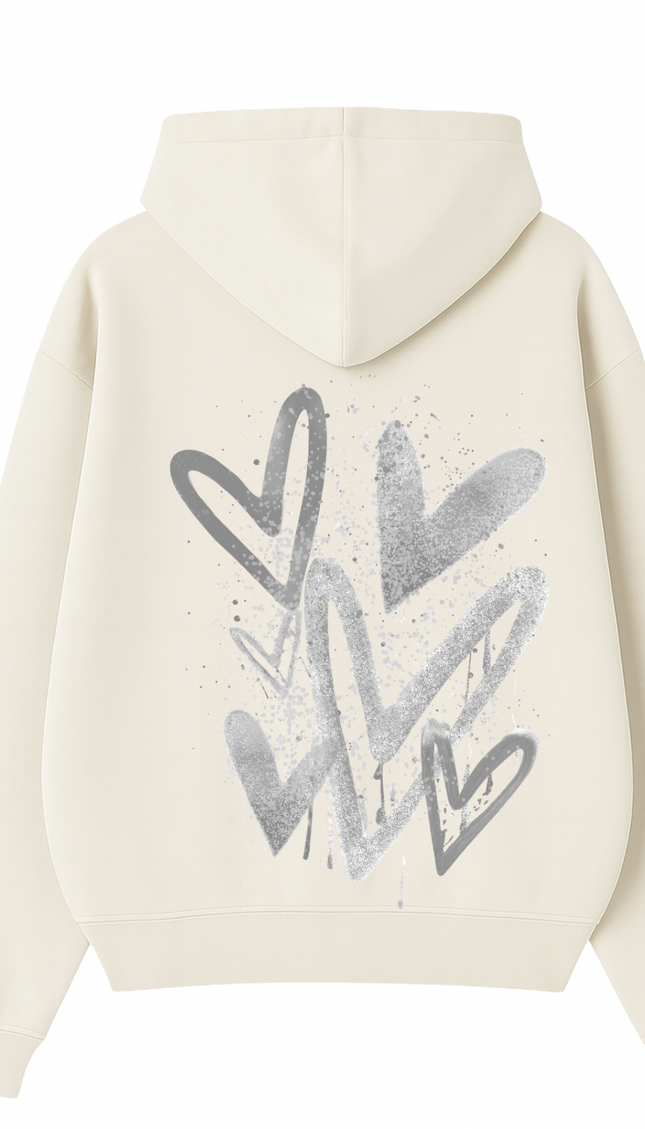 Grey Scatter graffiti heart hoodie with spray paint effect print – women's hoodie by Miss Runway
