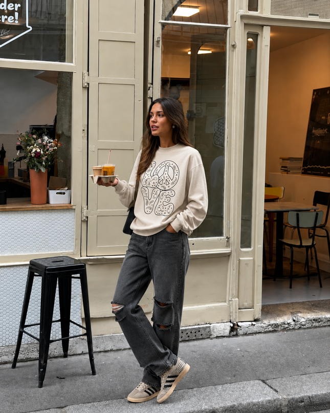Paisley Love Cream Sweatshirt