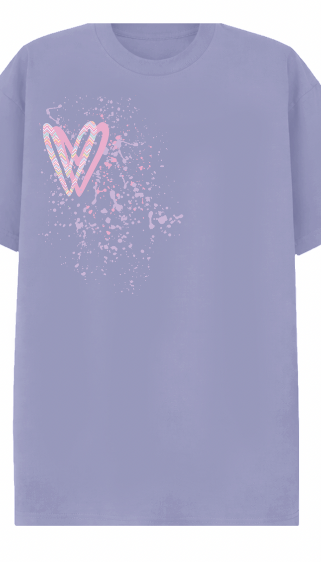 Pastel Zig Zag Heart Printed T-shirt – image 6