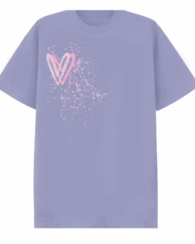 Pastel Zig Zag Heart Printed T-shirt Adult