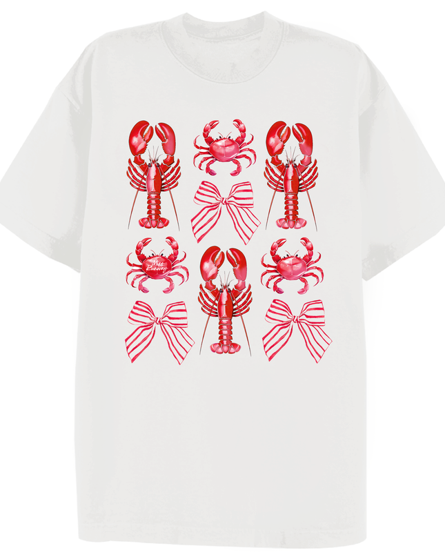 Bows And Lobsters Printed T-shirt Adult