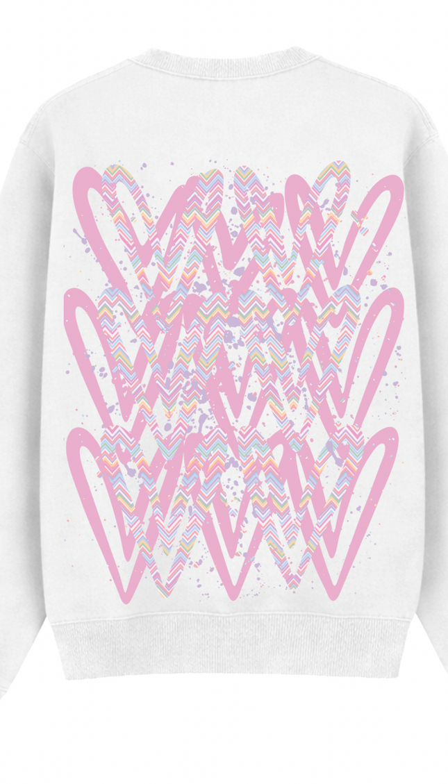 Pastel Zig Zag Heart Printed Sweatshirt – additional view