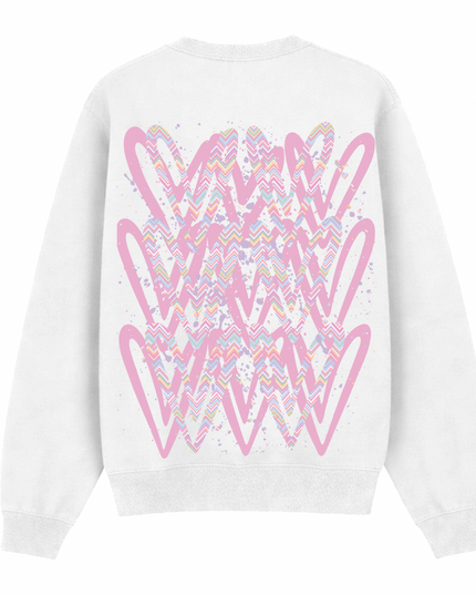 Pastel Zig Zag Heart Printed Sweatshirt Adults