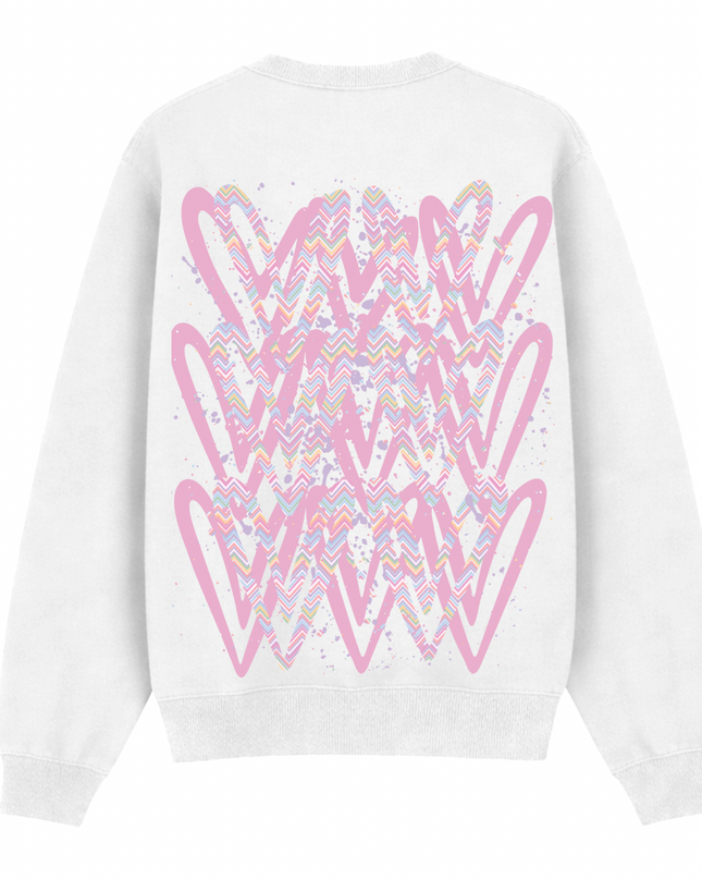 Pastel Zig Zag Heart Printed Sweatshirt Kids