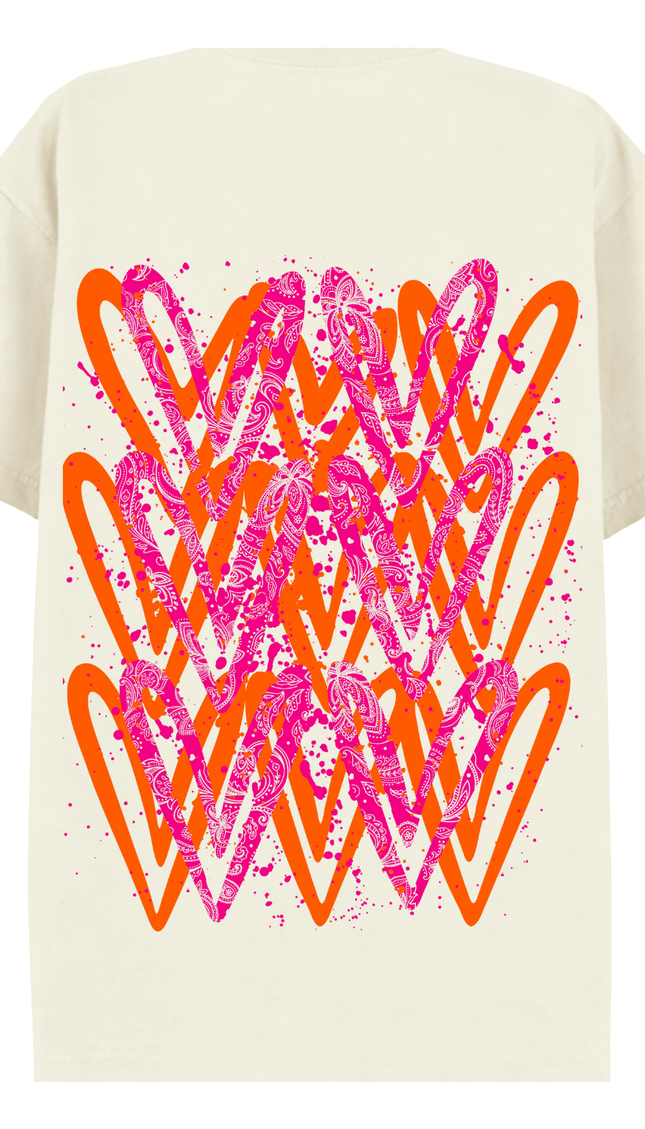 Neon Paisley Heart Printed T-shirt – additional view