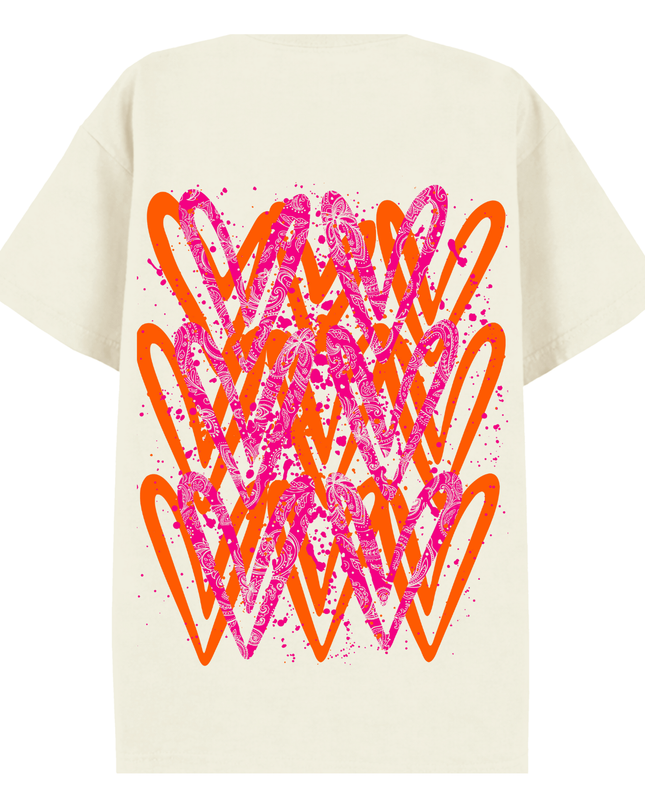 Neon Paisley Heart Printed T-shirt Adult