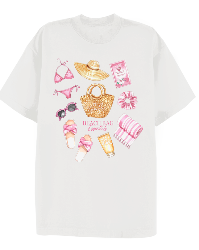 Beach Bag Essentials Printed T-shirt Adult