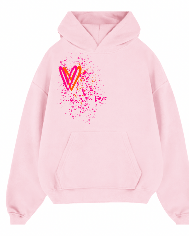 Neon Heart Printed Hoodie Kids