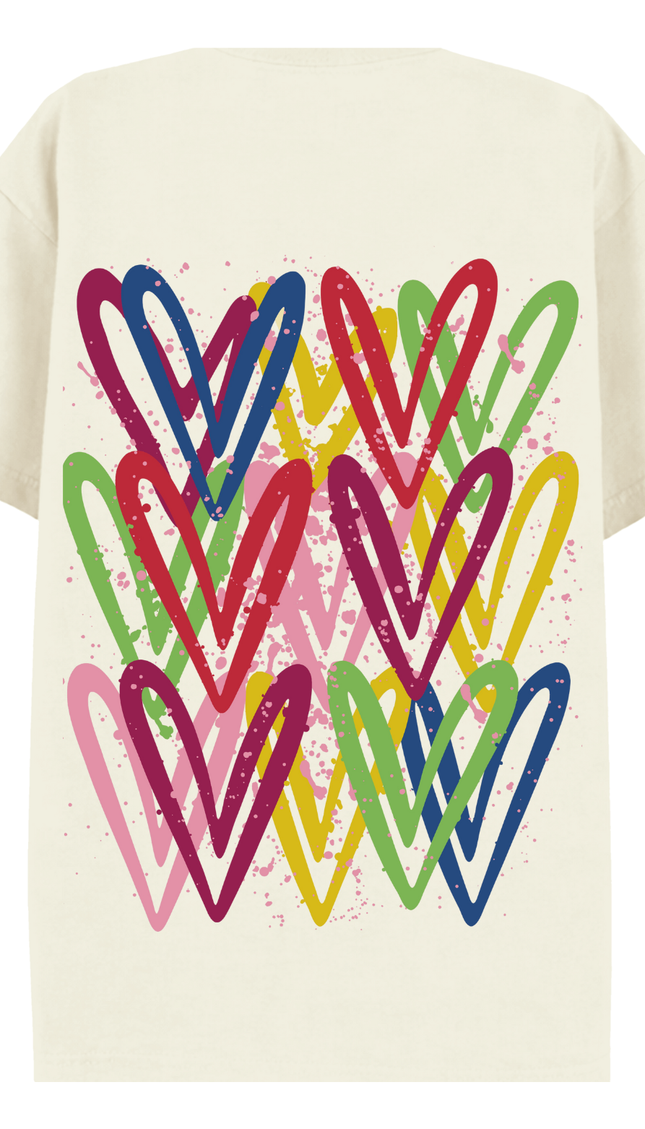 Dark Multicoloured Heart Printed T-shirt – image 7