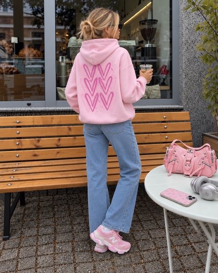 Graffiti Pink Heart Hoodie Pink – kids' printed hoodie by Miss Runway