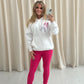 Multicoloured Leopard Print Graffiti Hoodie And Legging Set White