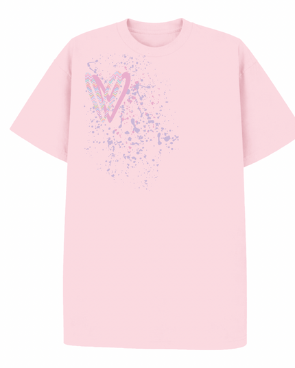 Pastel Zig Zag Heart Printed T-shirt Adult