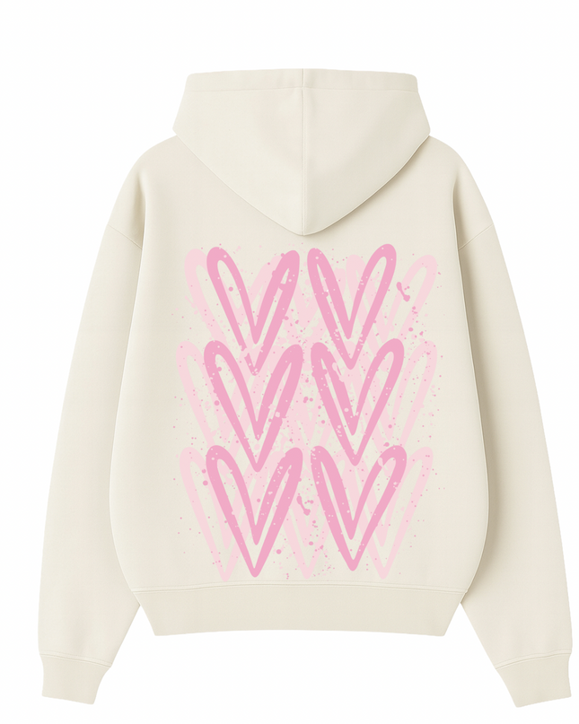 Pink Heart Printed Hoodie Kids