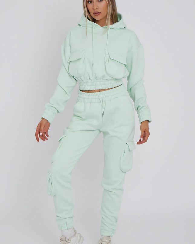 Cargo Pockets Fleece Tracksuit Mint