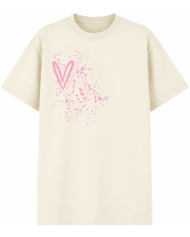 Pink Heart Printed T-shirt Adult