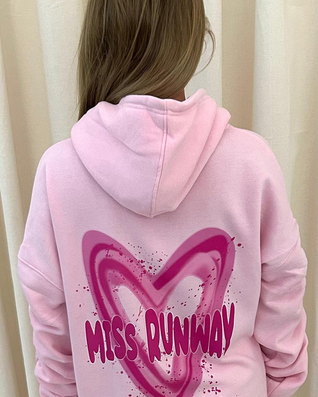 Miss Runway Pink Heart Printed Hoodie Kids