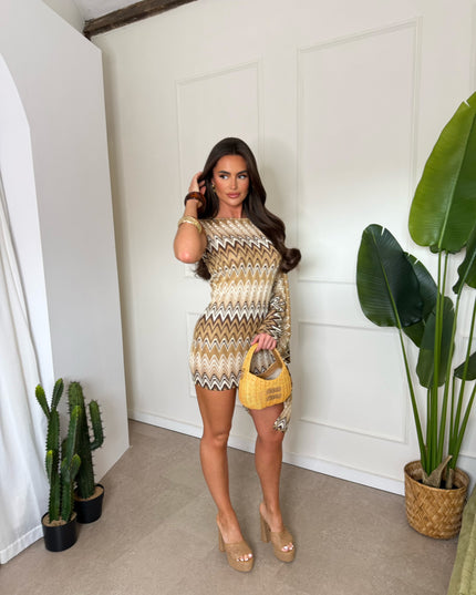 Milan Cape Dress Beige