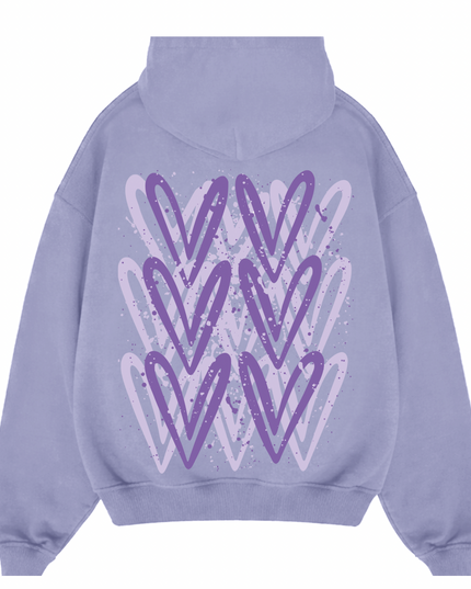 Lilac Heart Printed Hoodie Kids